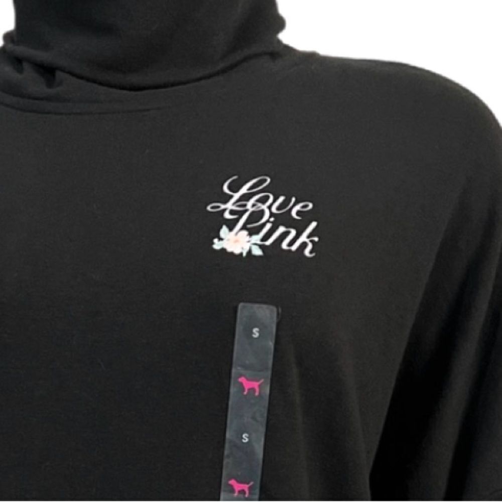 Victoria’s Secret PINK Turtleneck Oversized Pullover Sweater Tunic Black Small - Picture 6 of 7